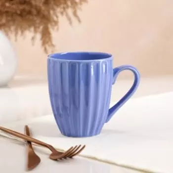 Кружка "Ребристая", синяя, керамика, 0.4 л