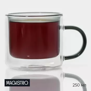 Кружка с двойными стенками Magistro «Дуо», 250 мл, 128.57.7 см, стекло, прозрачная