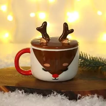 Кружка с крышкой "Оленёнок", 350 мл