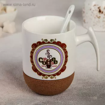 Кружка с ложкой «Кофе», 300 мл, рисунок МИКС