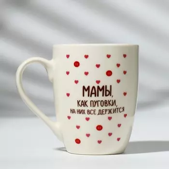 Кружка с ложкой керамическая «Мамы, как пуговки», 310 мл