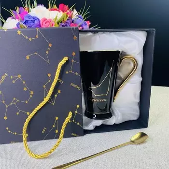 Кружка с ложкой в подарочной упаковке "КОЗЕРОГ" 390 мл.