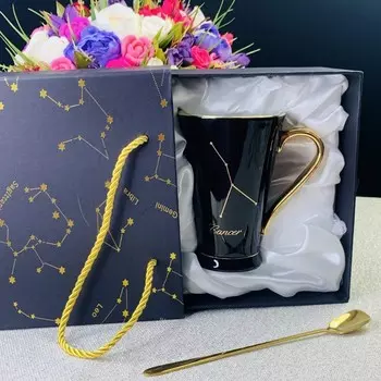 Кружка с ложкой в подарочной упаковке "РАК" 390 мл.