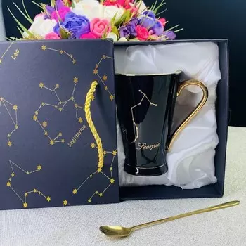 Кружка с ложкой в подарочной упаковке "СКОРПИОН" 390 мл.