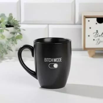 Кружка керамическая с тиснением Bitch mode, 450 мл, цвет чёрный
