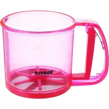 Кружка-сито Bekker, с мерной шкалой, 0.55 л, размер 15х11х10 см, цвет розовый