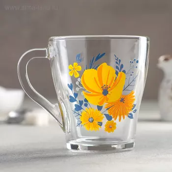 Кружка стеклянная «Солнечные цветы», 250 мл