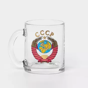 Кружка стеклянная «Герб СССР», 300 мл