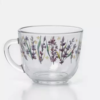 Кружка «Лаванда», 200 мл, стекло, прозрачная