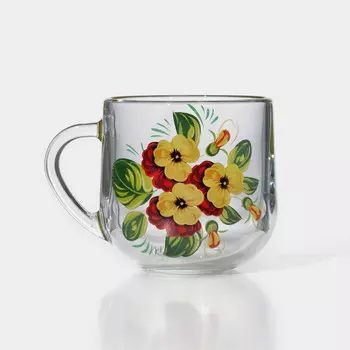 Кружка стеклянная «Мелодия цветов», 300 мл, рисунок микс