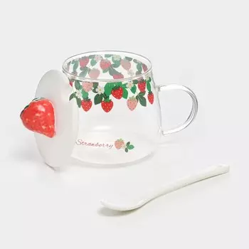 Кружка с керамической крышкой и ложкой «Ягодка», 500 мл