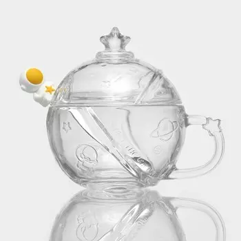 Кружка с крышкой и ложкой «Космос», 350 мл, стекло