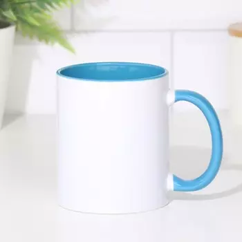 Кружка чайная керамическая,бело-голубая, логотип, 320 мл 956269