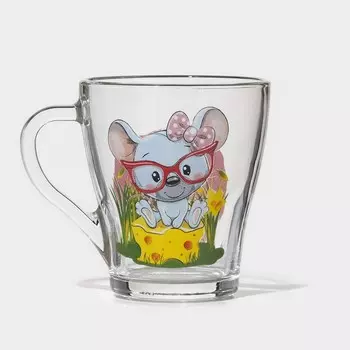 Кружка «Веселые зверюшки», стеклянная, 250 мл, в подарочной упаковке, рисунок микс