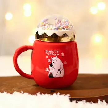 Кружка керамическая «Вместе теплее», 450 мл, цвет красный