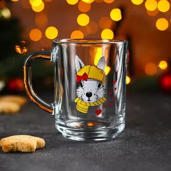 Кружка «Зайцы стиляги», стеклянная, 220 мл, рисунок микс