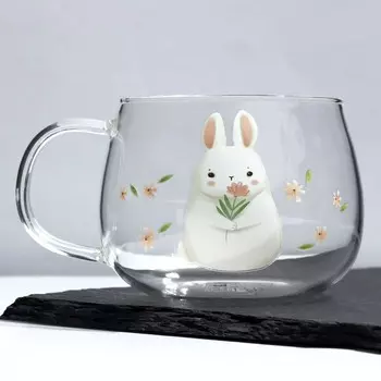 Кружка стеклянная «Зайка», 400 мл