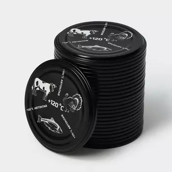 Крышки для автоклавирования «Москвичка», СКО-82 мм, жесть, литография, набор 25 шт., чёрные