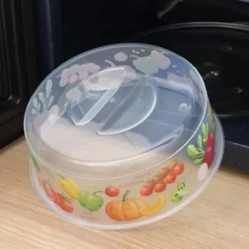 Крышка для СВЧ, d=25 см, h=9,1 см, с декором, цвет прозрачный