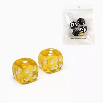 Кубики игральные «Время игры», 1.61.6 см, набор 2 шт., желтые