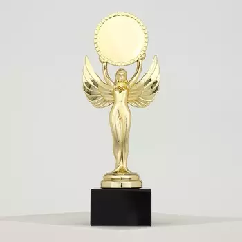 Наградная фигура «Ника с шаром», подставка камень черная, 19 х 7 х 5 см