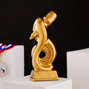 Кубок "Скрипичный ключ", булат, золотистый, керамика, 21 см