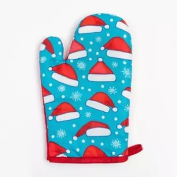 Кухонный набор 2 прихватки Доляна «Шапка» прихватка 17х17 см, варежка 24х16 см, 100% п/э