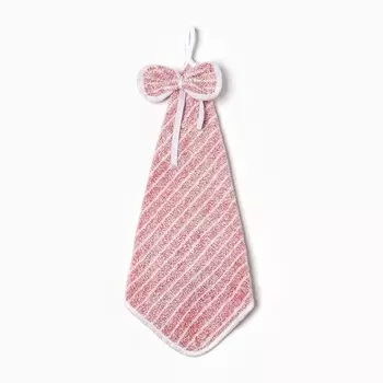 Кухонное полотенце Доляна "Полосочка" цвет красный 28х40 см, микрофибра, 100% п/э