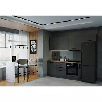 Кухня прямая «Антрацит», со столешницей, 2550600 мм, цвет антрацит/дуб вотан/антрацит