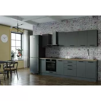 Кухня прямая «Антрацит», со столешницей, 2800600 мм, цвет антрацит/дуб вотан/антрацит