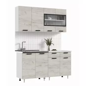 Кухня прямая «Рио» NEW, со столешницей, 1600 мм, цвет дуб крафт белый/антарес столешница