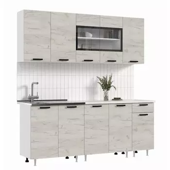 Кухня прямая «Рио» NEW, со столешницей, 2000 мм, цвет дуб крафт белый/антарес столешница