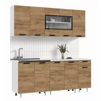 Кухня «Рио NEW», 2000 мм, цвет дуб крафт/антарес столешница