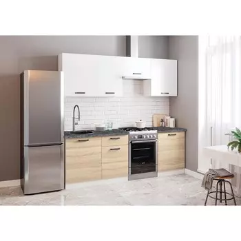 Кухня прямая «Варя», со столешницей, 2200600 мм, цвет сонома/белый