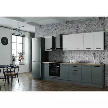 Кухня прямая «Вегас», со столешницей, 2800600 мм, цвет внтрацит/дуб вотан/антрацит/жемчуг