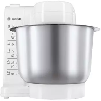 Кухонная машина Bosch MUM4407, 500 Вт, 3.9 л, 4 скорости, 3 насадки, бело-серая
