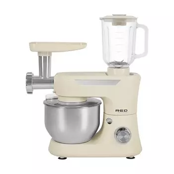Кухонная машина RED Solution RKM-4040, 1200 Вт, 1.5 л, 6 скоростей, 4 насадки, бежевая