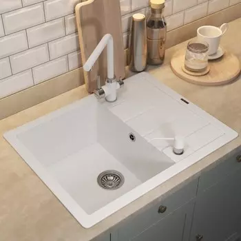 Кухонная мойка кварцевая Uperwood Quartz UPD-03, прямоугольная, цвет 01 белая