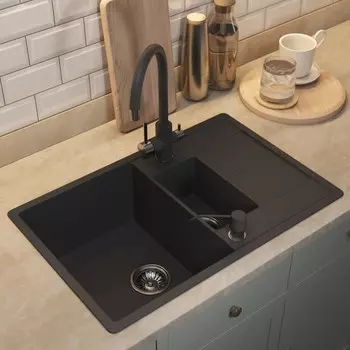 Кухонная мойка кварцевая Uperwood Quartz UPD-05, прямоугольная двухсекционная, цвет 04 чер