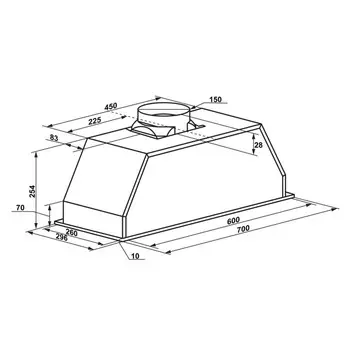 Кухонная вытяжка MAUNFELD Crosby Light 70, 850 м3/ч, 3 режима, нержавеющая сталь