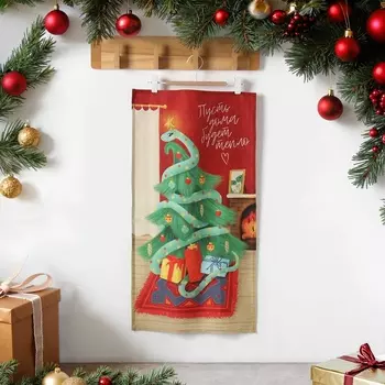 Кухонное полотенце Этель «Новогодний подарок» 4070 см, 100% хл, саржа 190 г/м