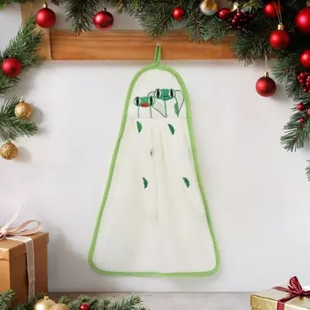 Кухонное полотенце новогоднее Доляна "Подружки" 24х38 см, 280г/м2 микрофибра,100%п/э