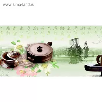 Кухонный фартук, 1200 × 600 мм, закалённое стекло 4 мм, 4 отверстия под крепёж