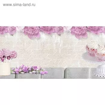 Кухонный фартук 1200х600 мм, закалённое стекло 4 мм, 4 отверстия под крепёж, цвет АРТ512