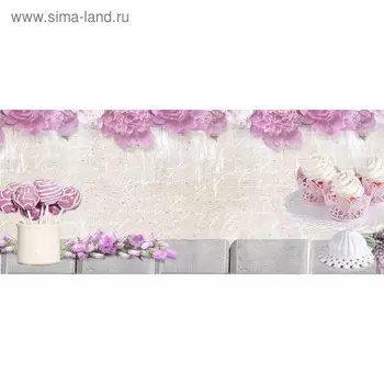 Кухонный фартук 1400х600 мм, закалённое стекло 4 мм, 6 отверстий под крепёж, цвет АРТ512