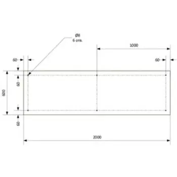 Кухонный фартук 2000х600 мм, закалённое стекло 4 мм, 6 отверстий под крепёж, цвет АРТ57