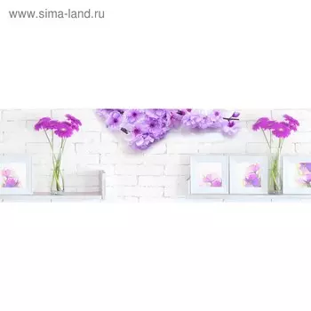 Кухонный фартук 2000х600 мм, закалённое стекло 4 мм, 6 отверстий под крепёж, цвет АРТ987