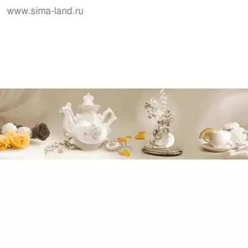 Кухонный фартук 2100х600 мм, закалённое стекло 4 мм, 6 отверстий под крепёж, цвет АРТ322