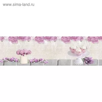 Кухонный фартук 2100х600 мм, закалённое стекло 4 мм, 6 отверстий под крепёж, цвет АРТ512