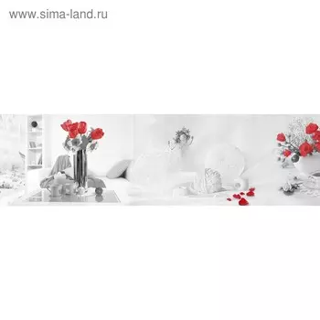 Кухонный фартук 2100х600 мм, закалённое стекло 4 мм, 6 отверстий под крепёж, цвет АРТ57